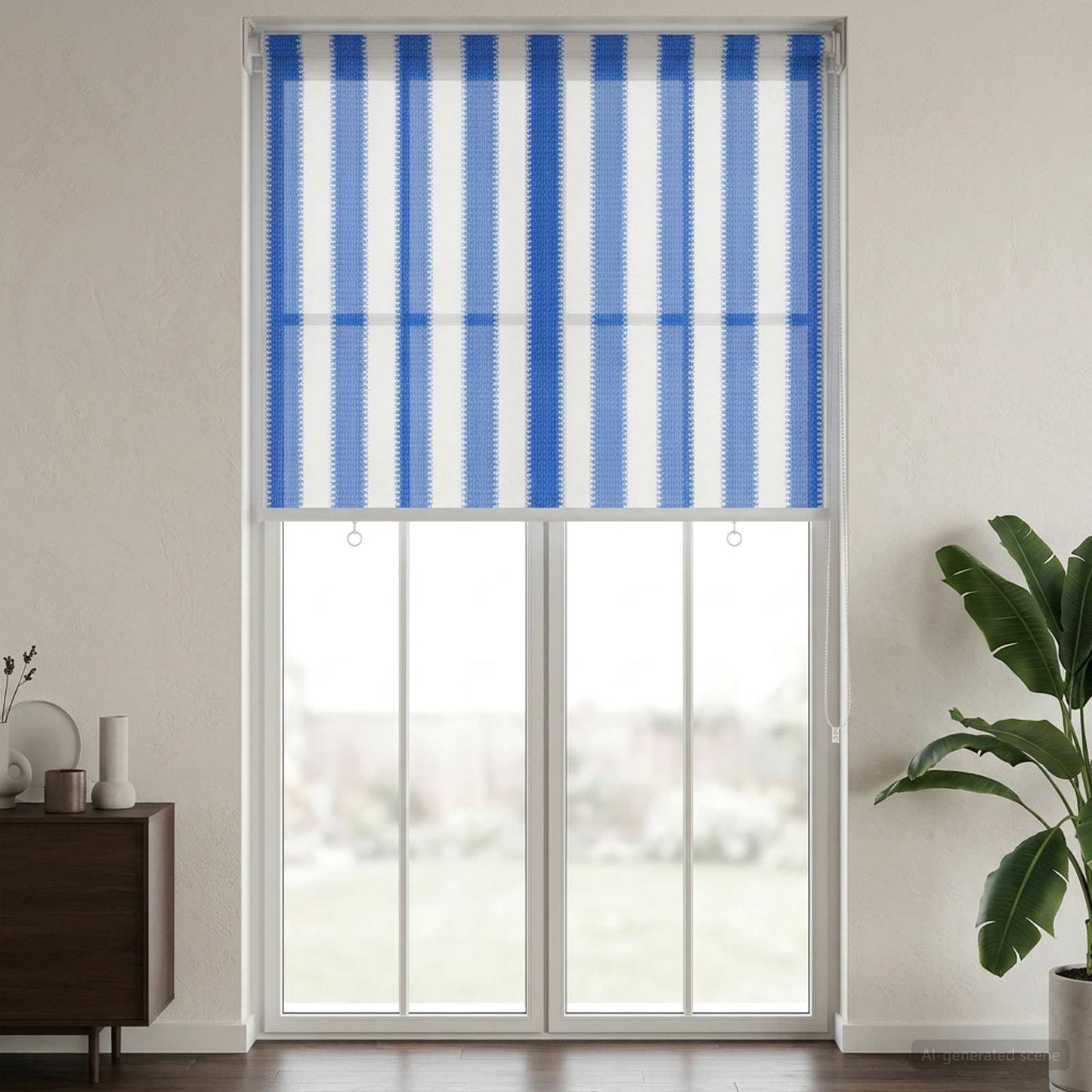 Udendørs rulleskærm 90% UV blok Blå og Hvid Stribet 60 x 230 cm