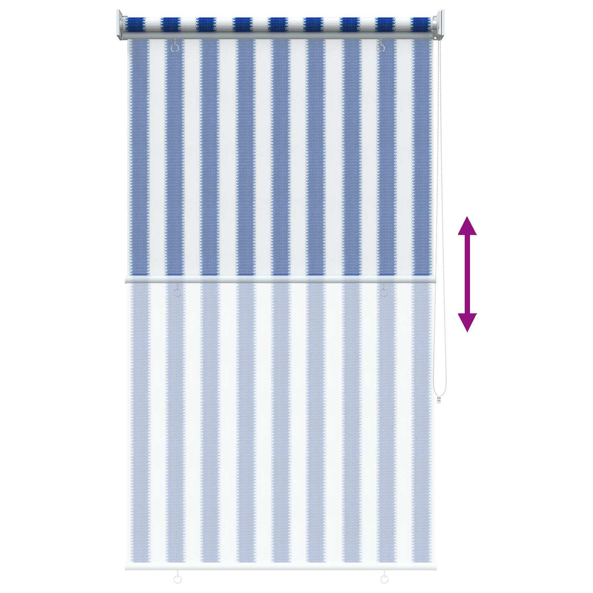 Udendørs rulleskærm 90% UV blok Blå og Hvid Stribet 60 x 230 cm