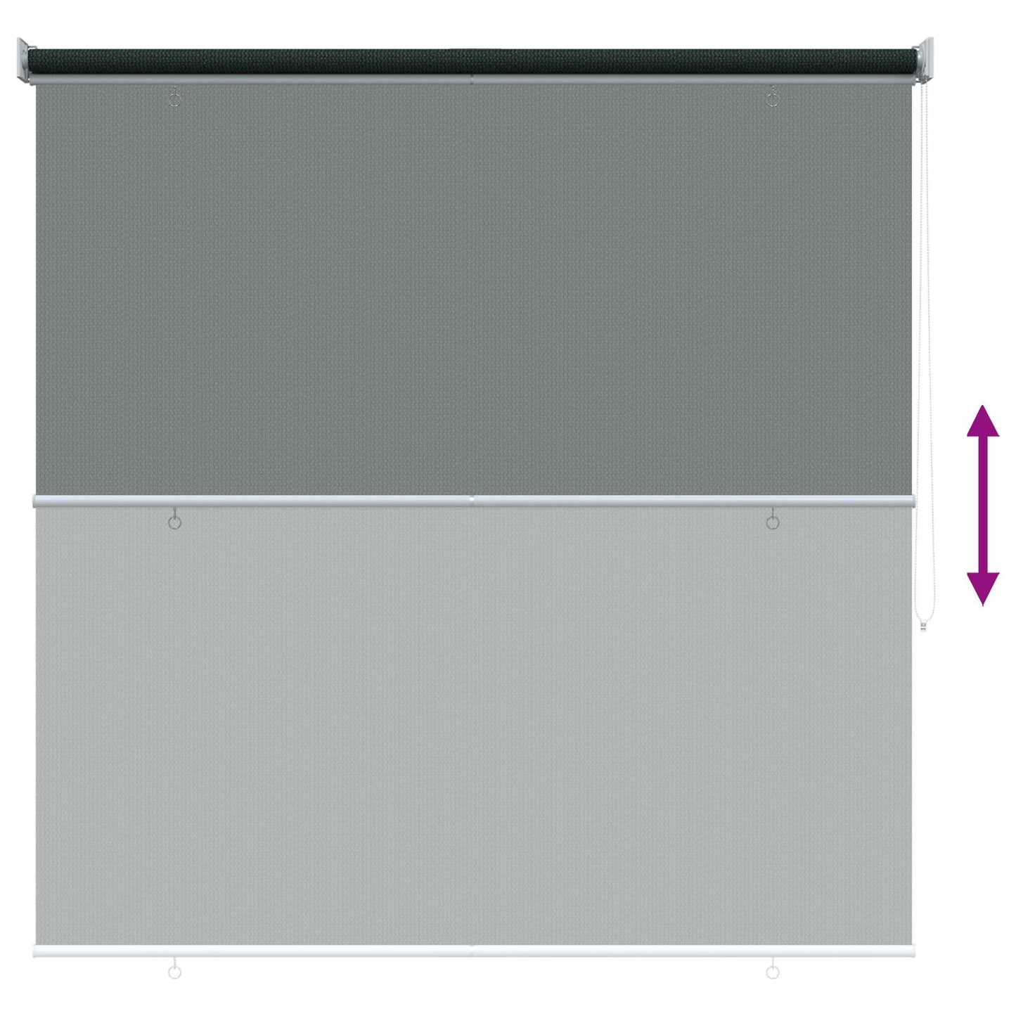 Udendørs rulleskærm 90% UV blok Mørkegrøn 160 x 140 cm HDPE