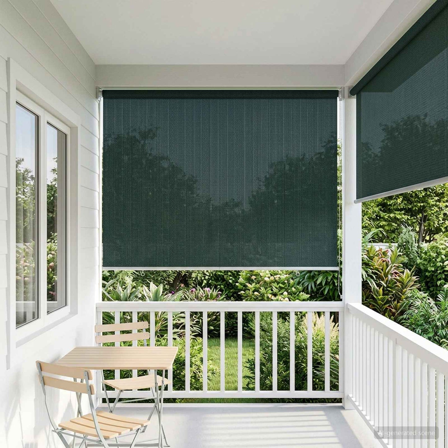Udendørs rulleskærm 90% UV blok Mørkegrøn 160 x 230 cm HDPE