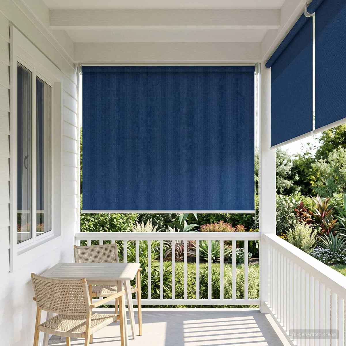 Udendørs rulleskærm 90% UV blok Blå 80 x 140 cm HDPE