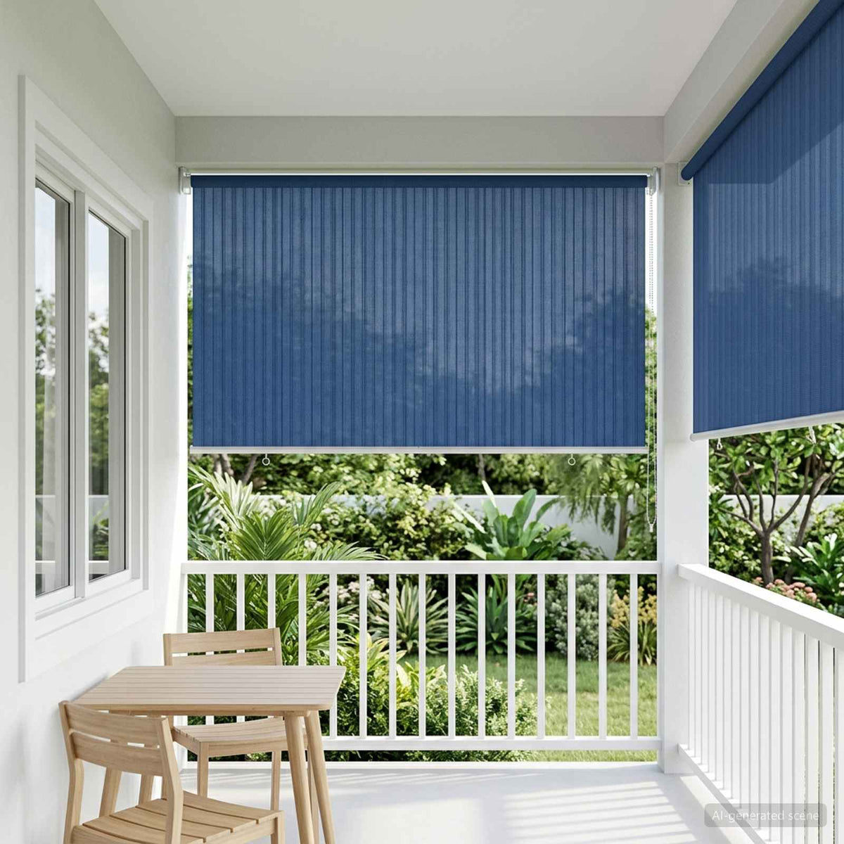 Udendørs rulleskærm 90% UV blok Blå 140 x 140 cm HDPE