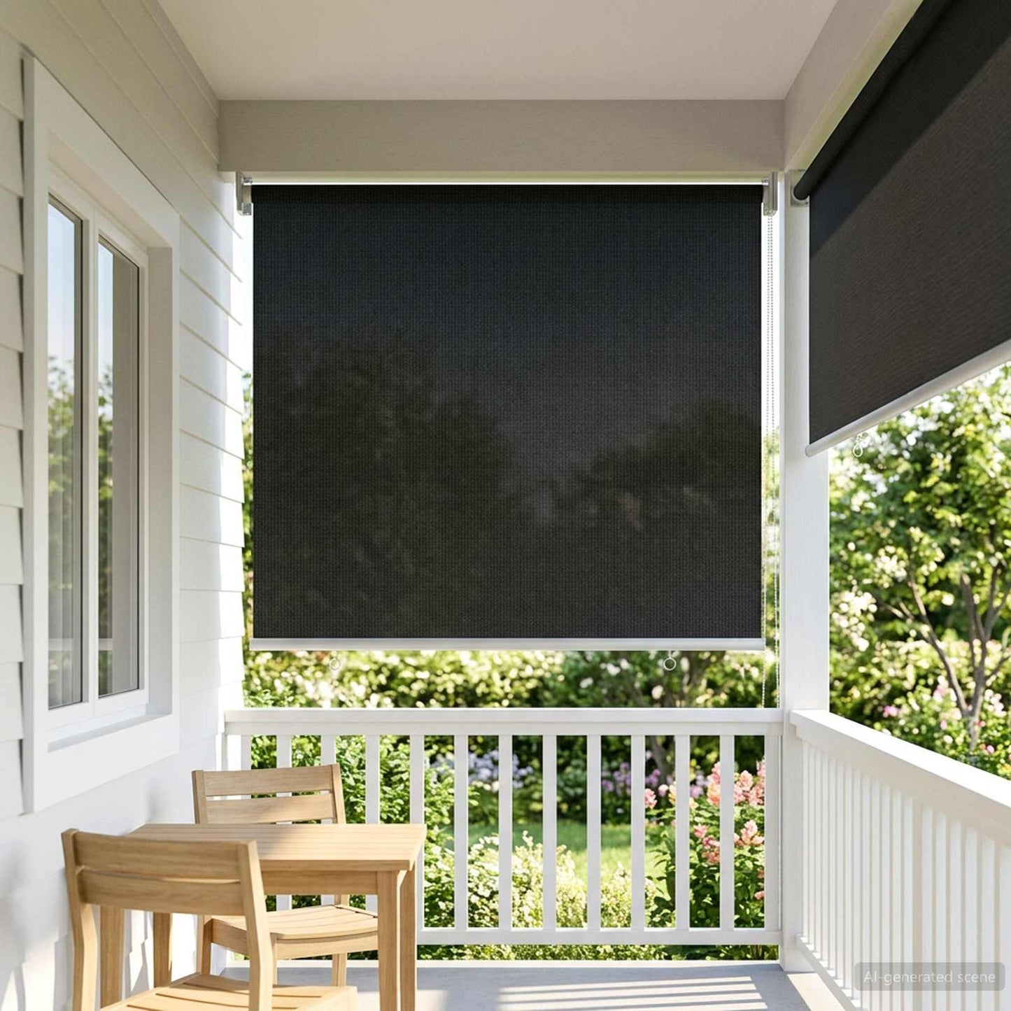 Udendørs rulleskærm 90% UV blok Sort 80 x 140 cm HDPE