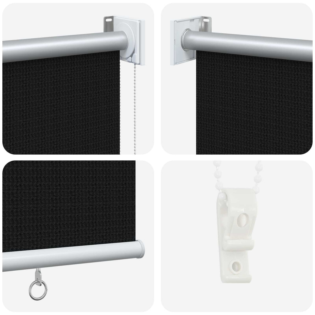 Udendørs rulleskærm 90% UV blok Sort 200 x 140 cm HDPE