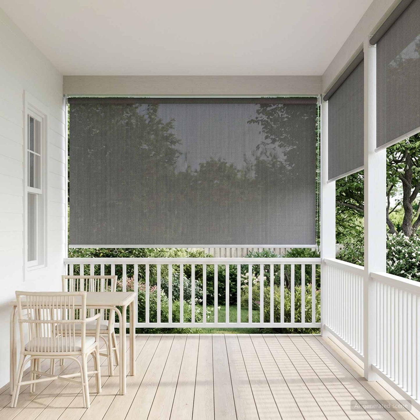 Udendørs rulleskærm 90% UV blok Lysegrå 140 x 140 cm HDPE