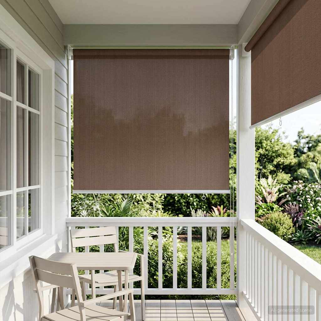 Udendørs rulleskærm 90% UV blok Gråbrun 80 x 140 cm HDPE