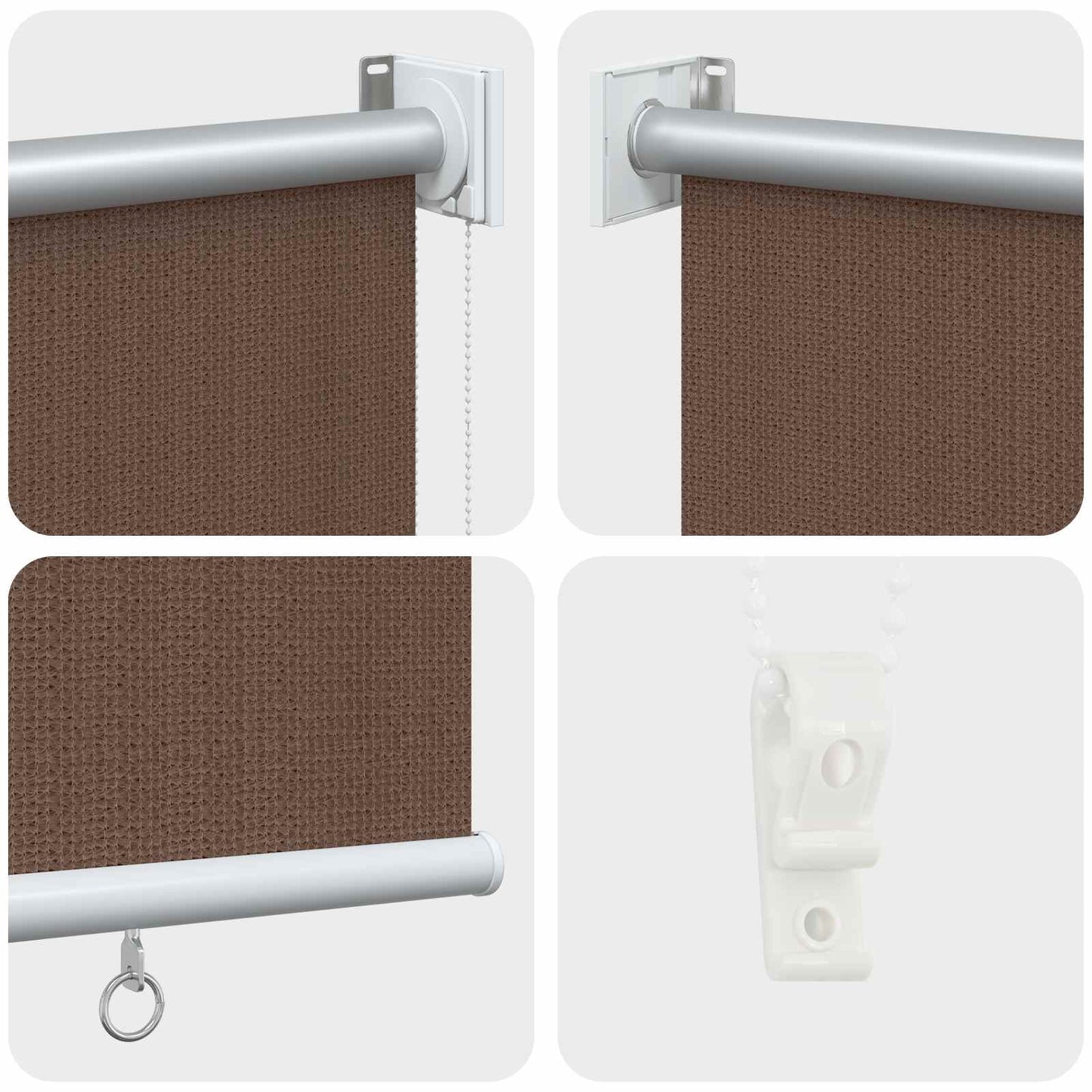 Udendørs rulleskærm 90% UV blok Gråbrun 100 x 140 cm HDPE