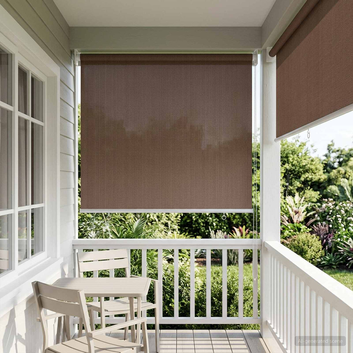 Udendørs rulleskærm 90% UV blok Gråbrun 100 x 140 cm HDPE