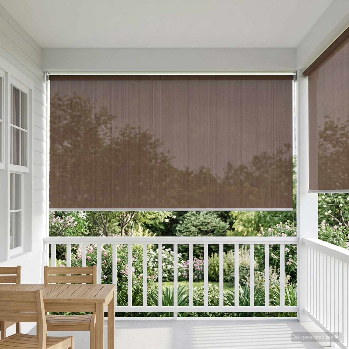 Udendørs rulleskærm 90% UV blok Gråbrun 140 x 140 cm HDPE