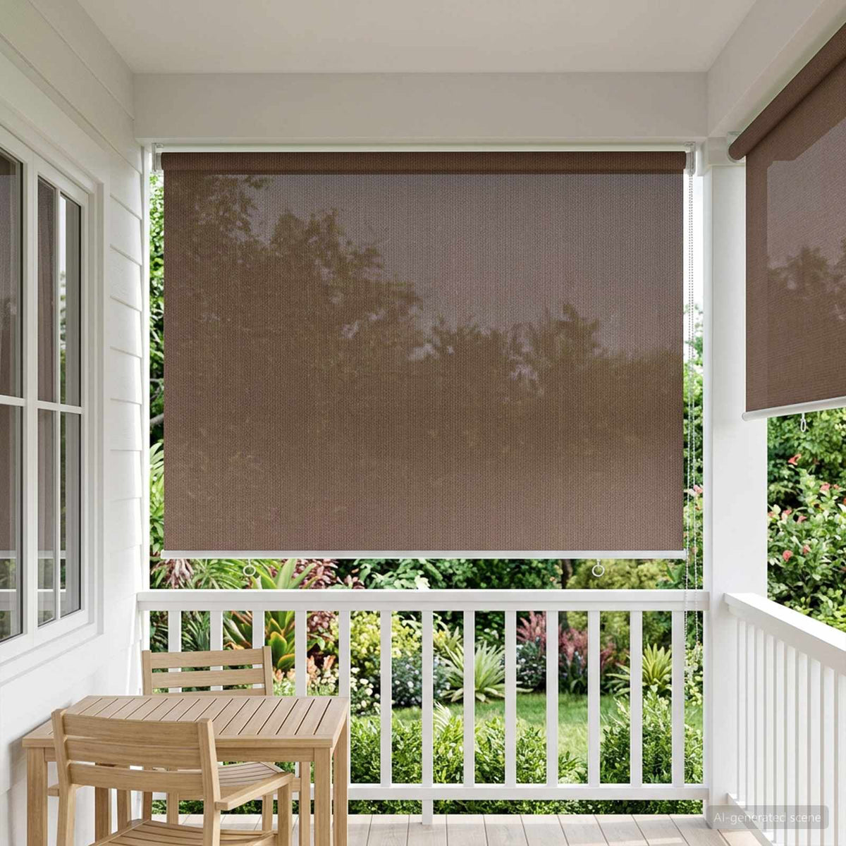 Udendørs rulleskærm 90% UV blok Gråbrun 60 x 230 cm HDPE