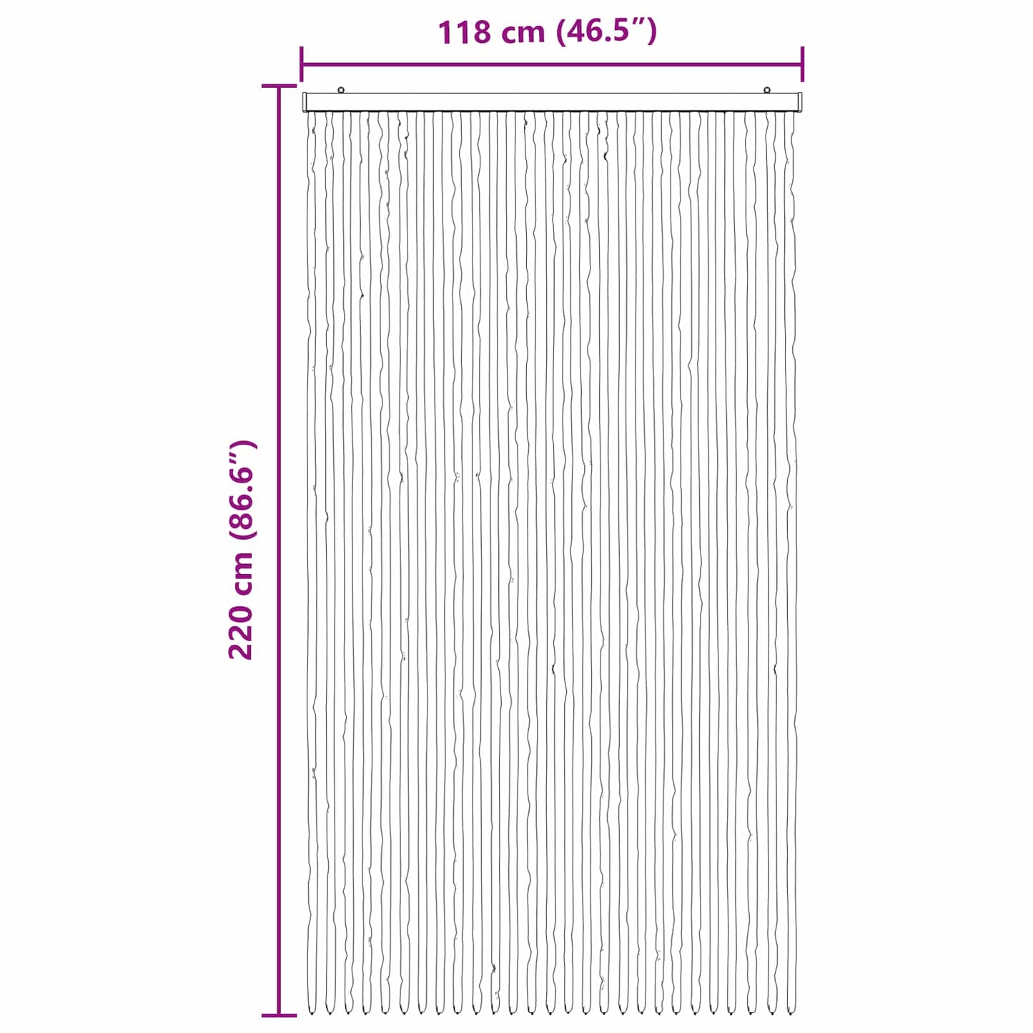 Insektgardin i chenille Lys Grå og Hvid 118 x 220 cm 100% PP