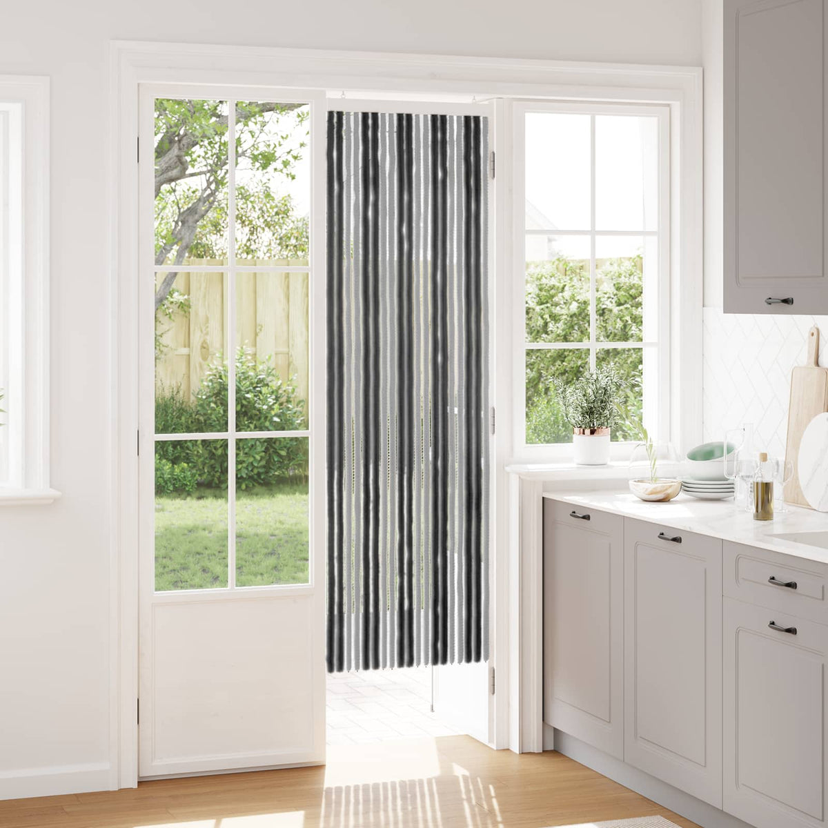 Insektgardin i chenille Grå og sort 56 x 185 cm 100% PP