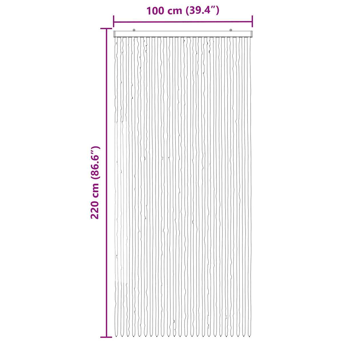 Insektgardin i chenille Grå og sort 100 x 220 cm 100% PP