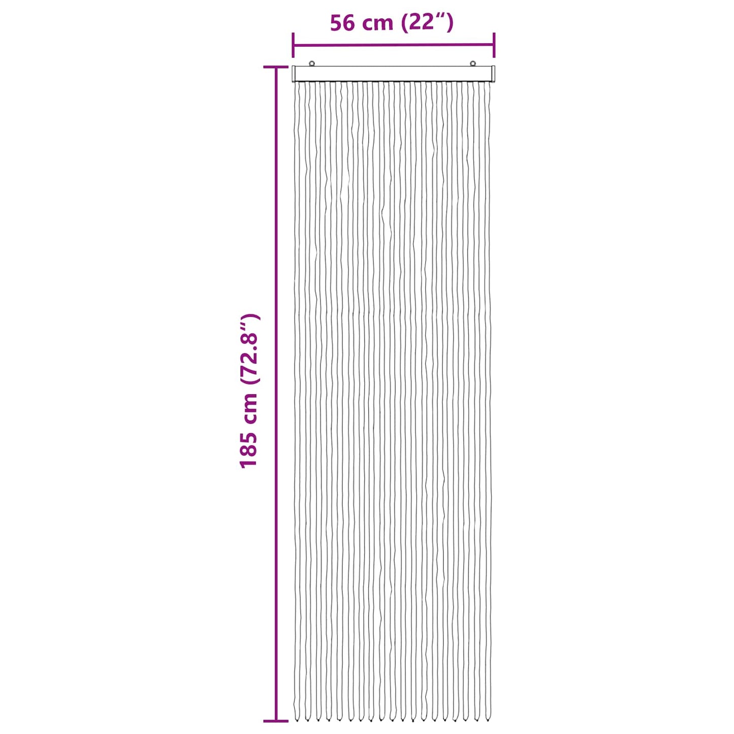 Insektgardin i chenille Sølvgrå og lyserød 56 x 185 cm 100% PP