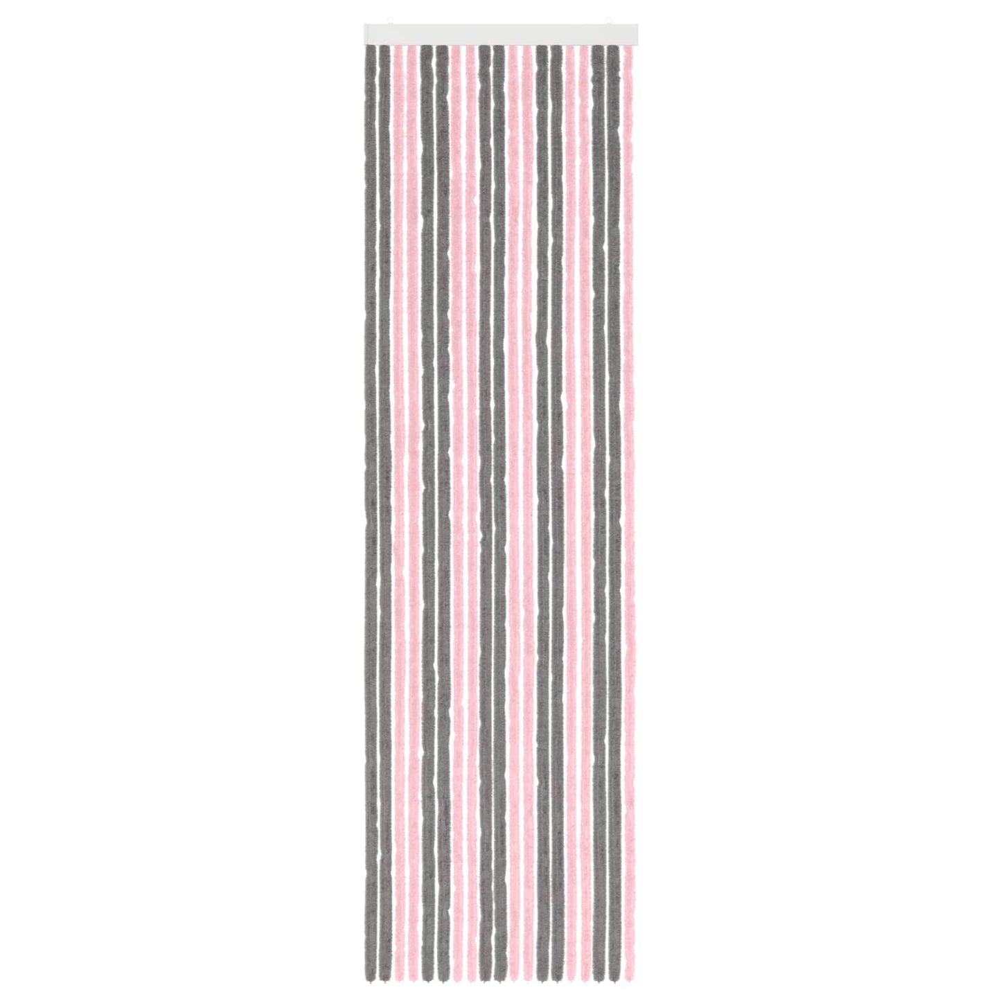 Insektgardin i chenille Sølvgrå og lyserød 56 x 200 cm 100% PP