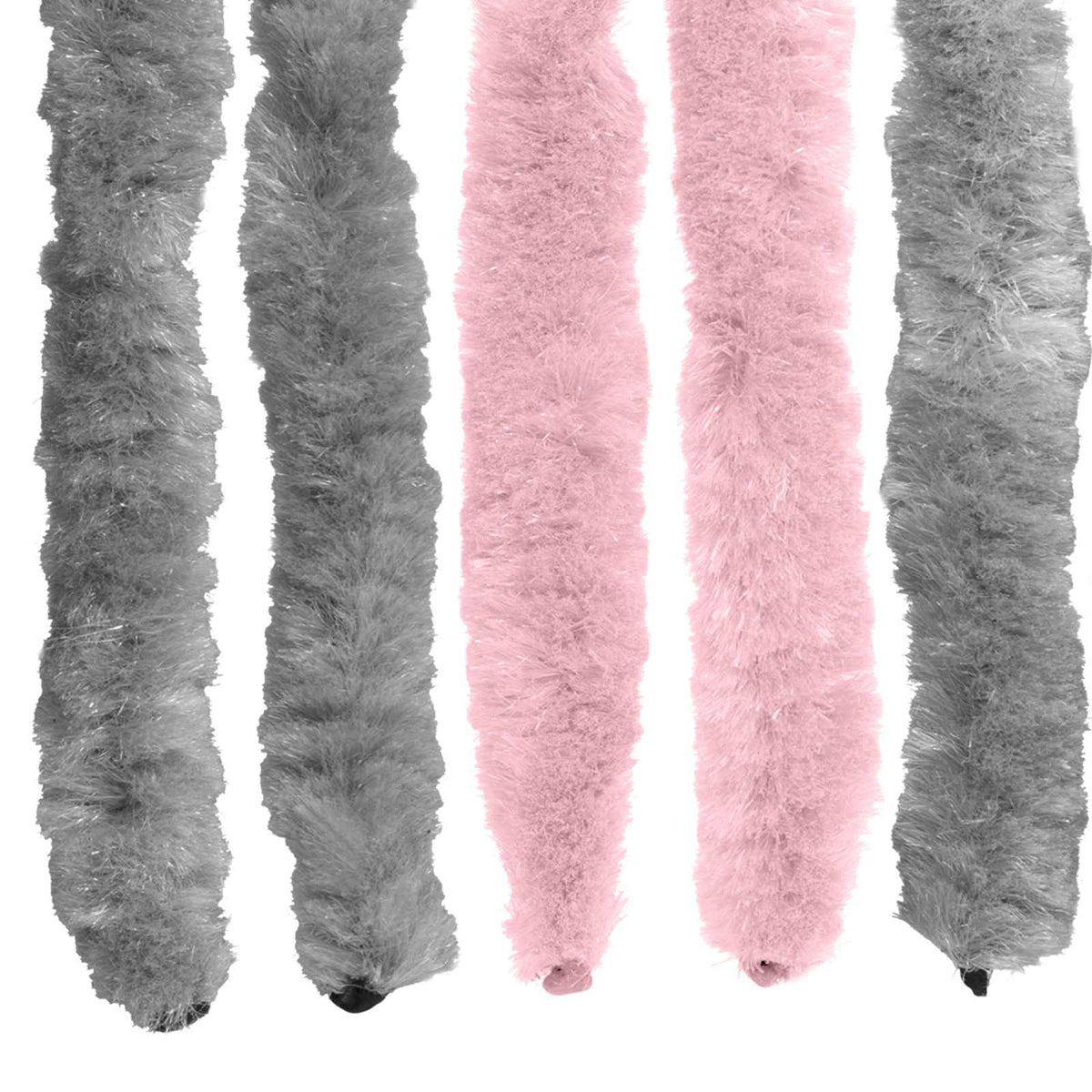 Insektgardin i chenille Sølvgrå og lyserød 90 x 200 cm 100% PP