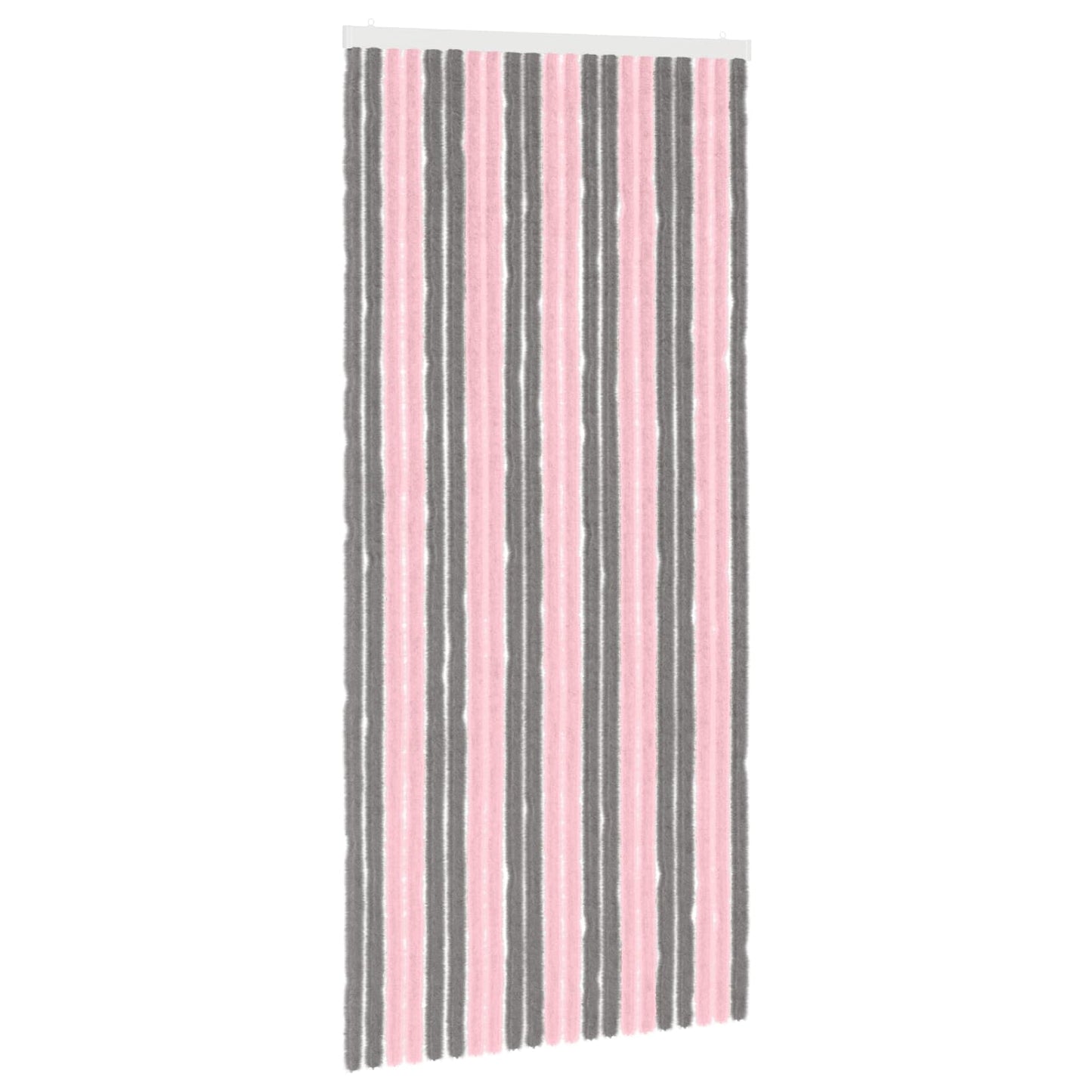 Insektgardin i chenille Sølvgrå og lyserød 90 x 200 cm 100% PP