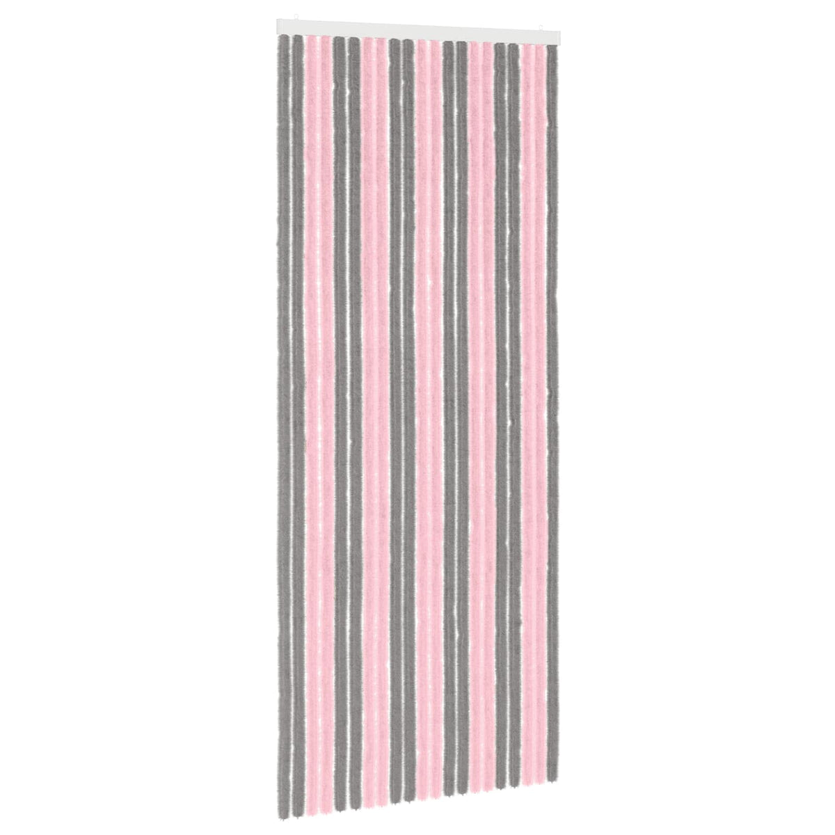 Insektgardin i chenille Sølvgrå og lyserød 90 x 220 cm 100% PP