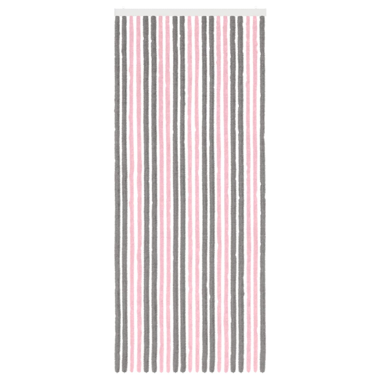 Insektgardin i chenille Sølvgrå og lyserød 90 x 220 cm 100% PP