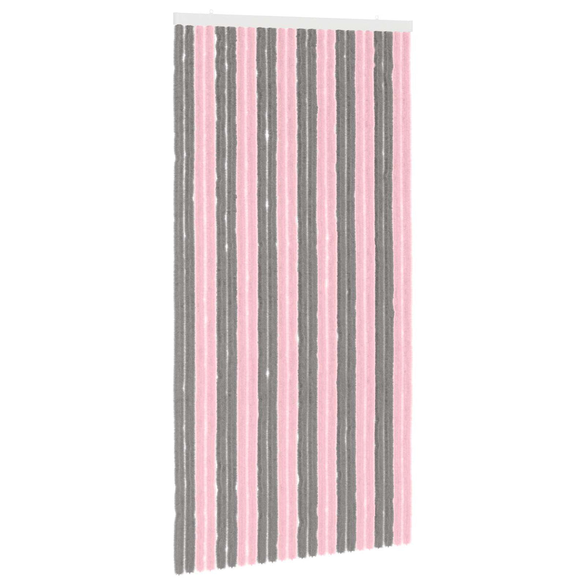 Insektgardin i chenille Sølvgrå og lyserød 100 x 200 cm 100% PP