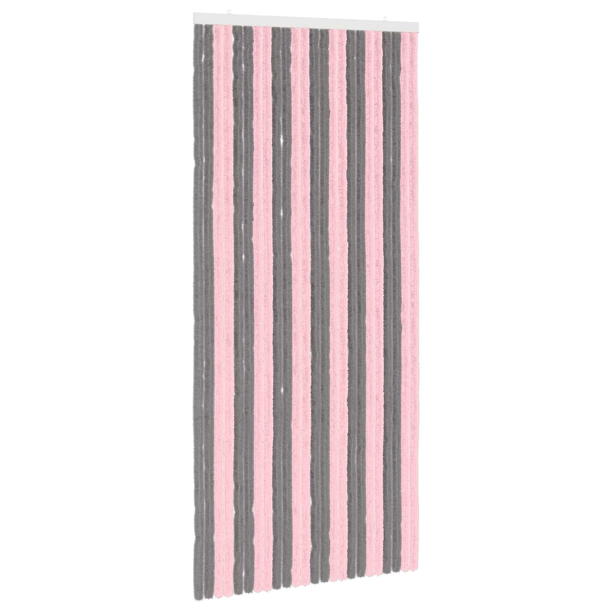 Insektgardin i chenille Sølvgrå og lyserød 100 x 220 cm 100% PP