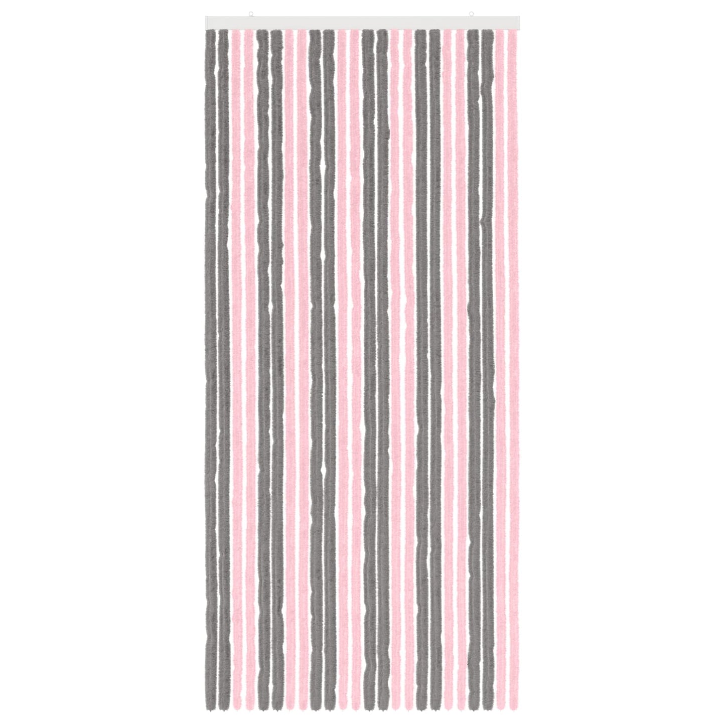 Insektgardin i chenille Sølvgrå og lyserød 100 x 220 cm 100% PP