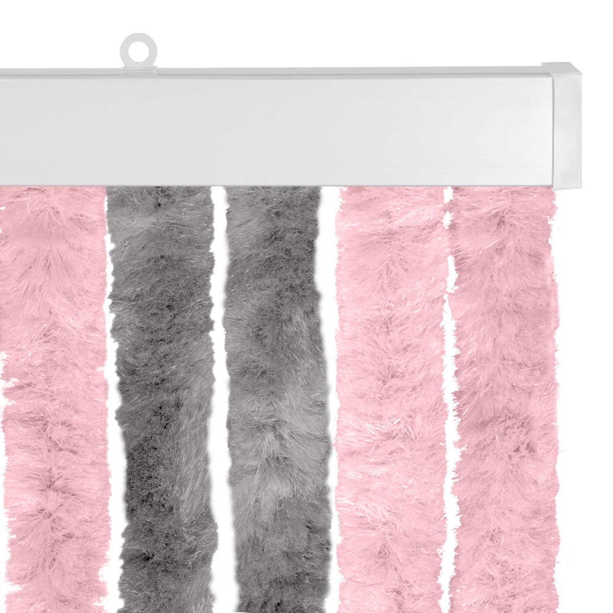 Insektgardin i chenille Sølvgrå og lyserød 100 x 230 cm 100% PP