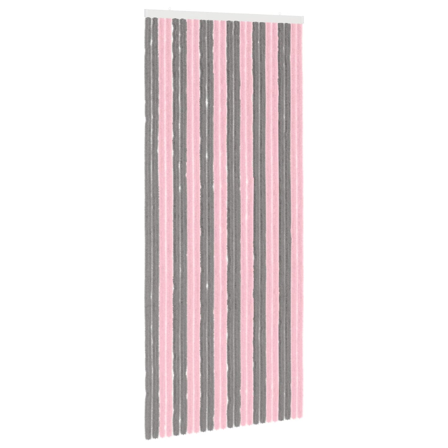 Insektgardin i chenille Sølvgrå og lyserød 100 x 230 cm 100% PP