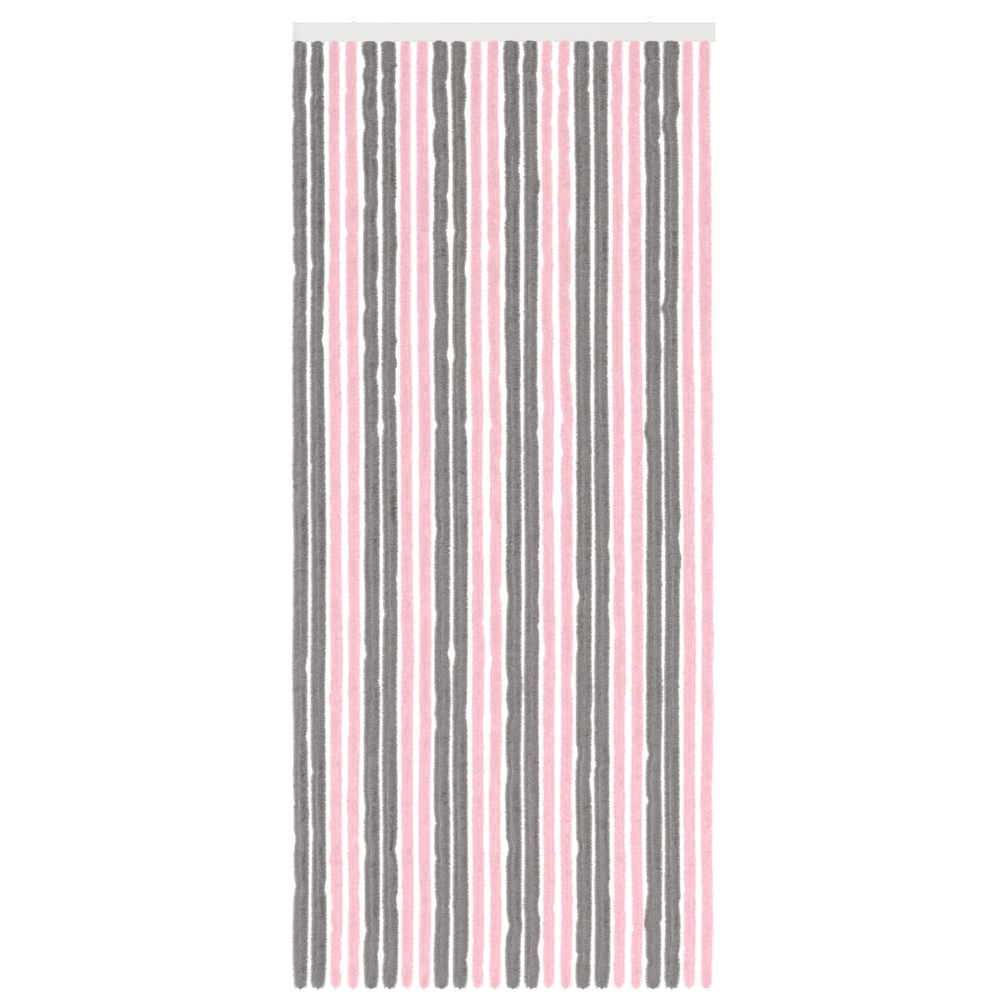 Insektgardin i chenille Sølvgrå og lyserød 100 x 230 cm 100% PP