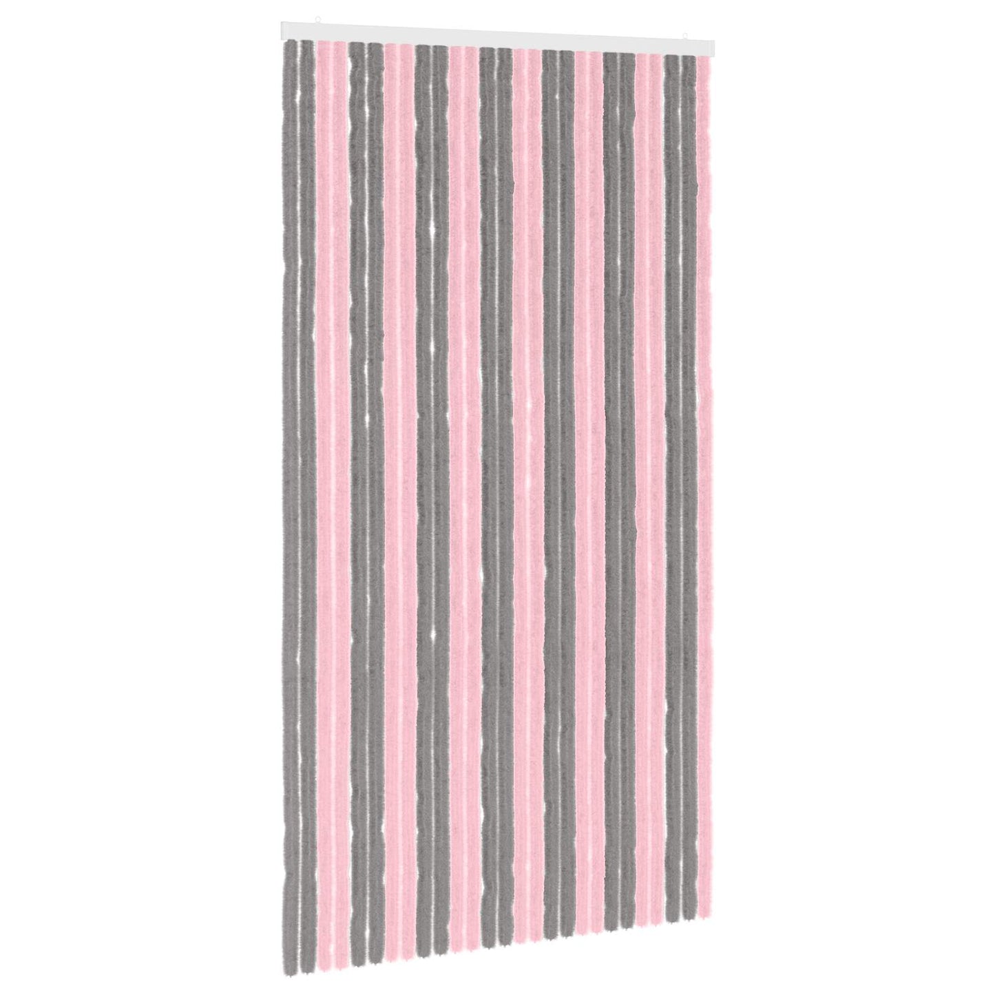 Insektgardin i chenille Sølvgrå og lyserød 118 x 220 cm 100% PP