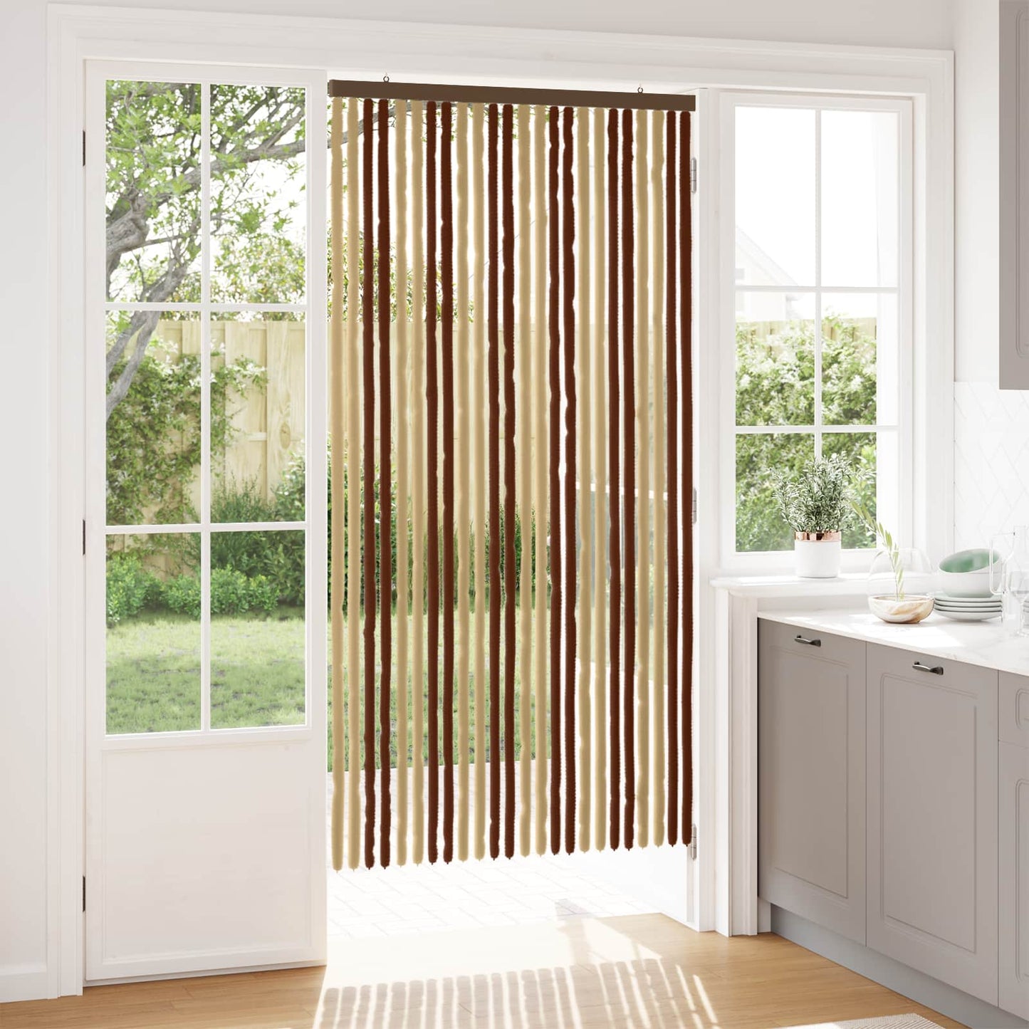 Insektgardin i chenille Brun og Beige 100 x 200 cm 100% PP