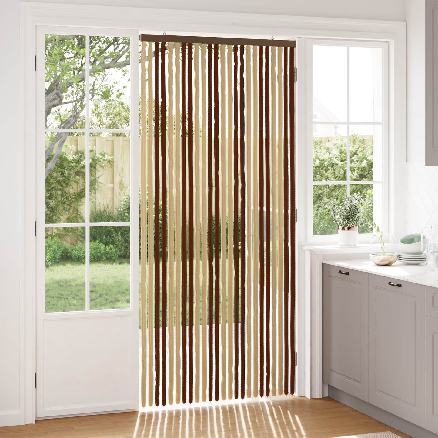 Insektgardin i chenille Brun og Beige 100 x 220 cm 100% PP