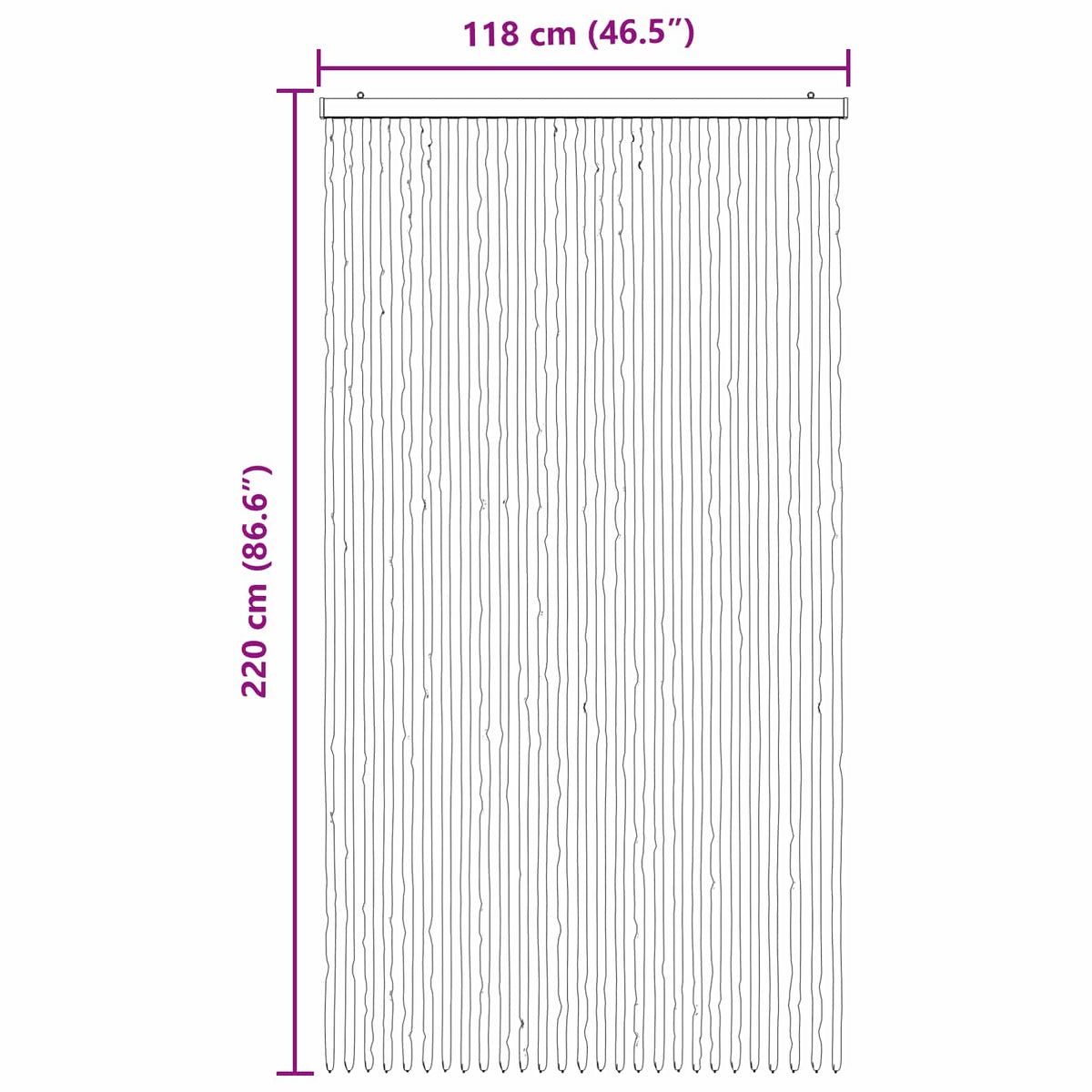 Insektgardin i chenille Grå og Hvid 118 x 220 cm 100% PP