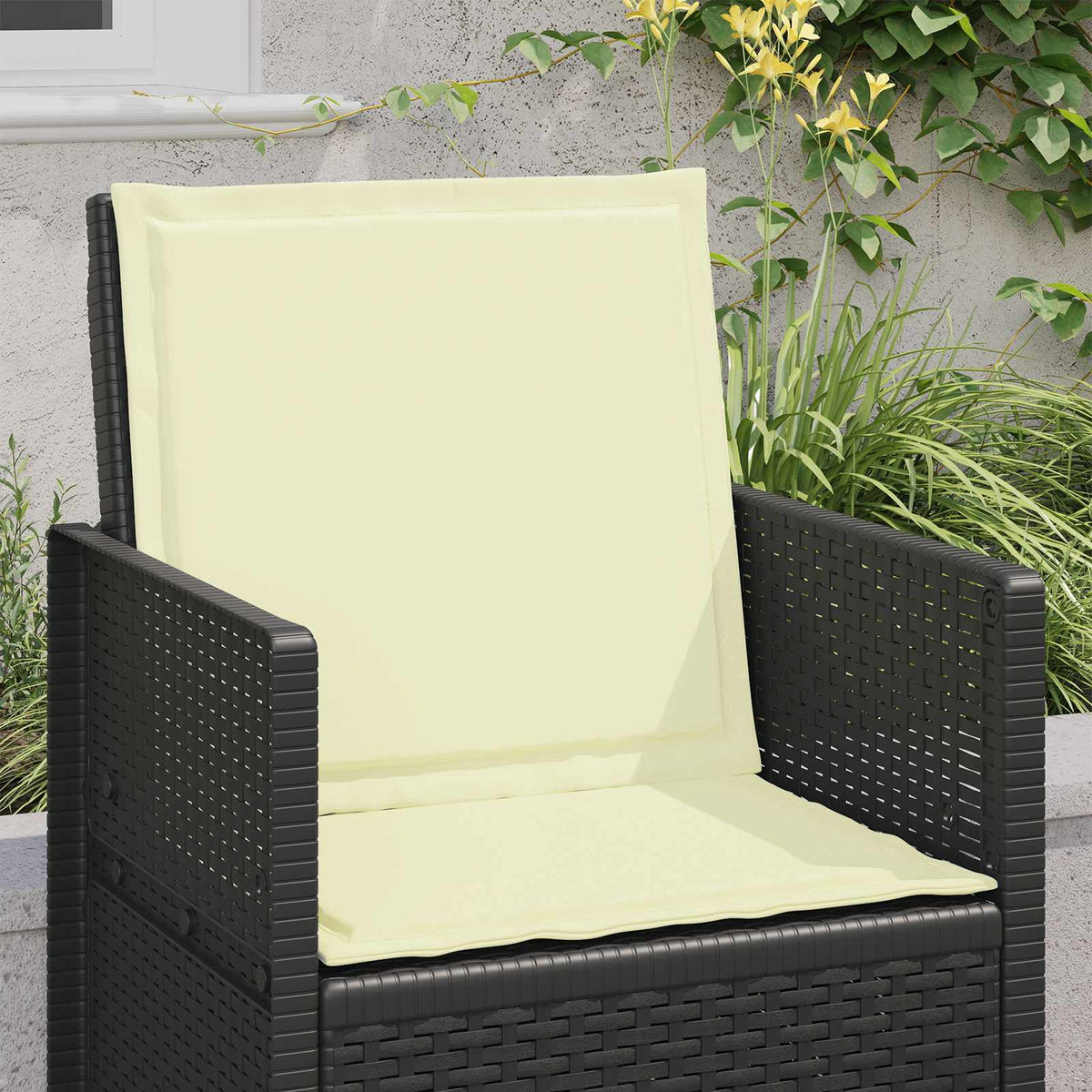 Sæde- og rygpuder Polyester Cremefarvet 47 x 45 x 2 cm