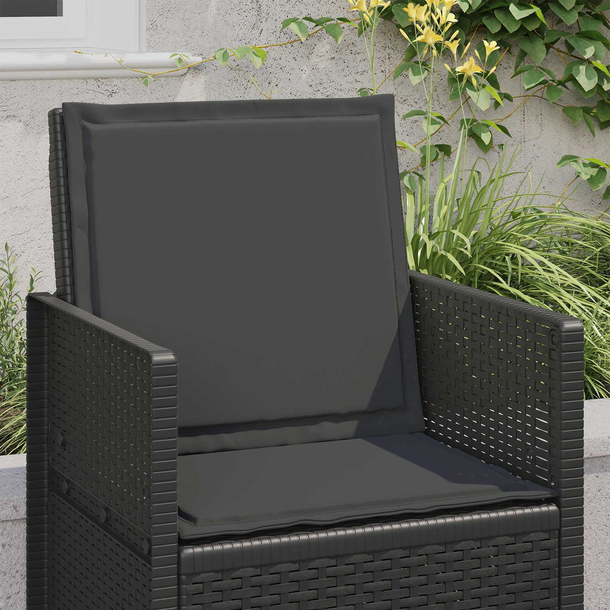 Sæde- og rygpuder Polyester Antracit 47 x 45 x 2 cm