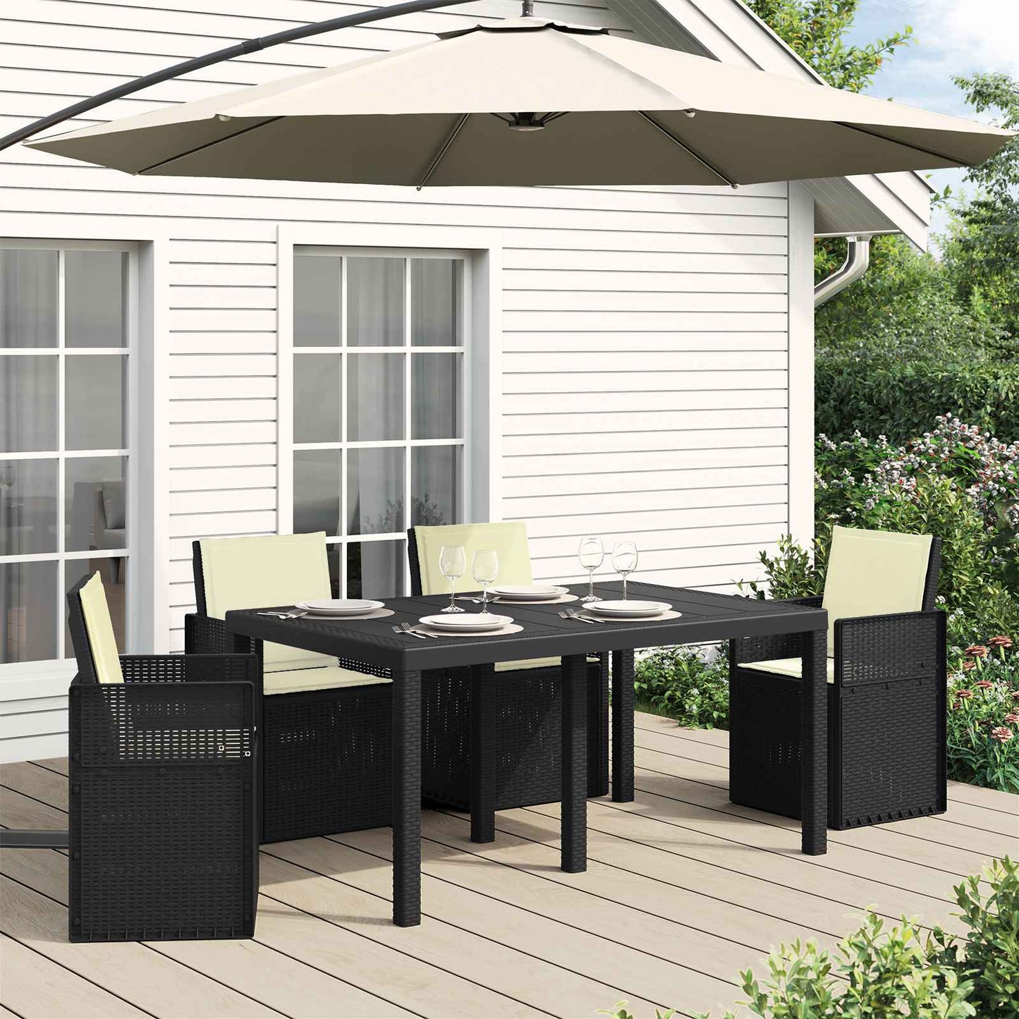 Sæde- og rygpuder Polyester Cremefarvet 47 x 45 x 2 cm