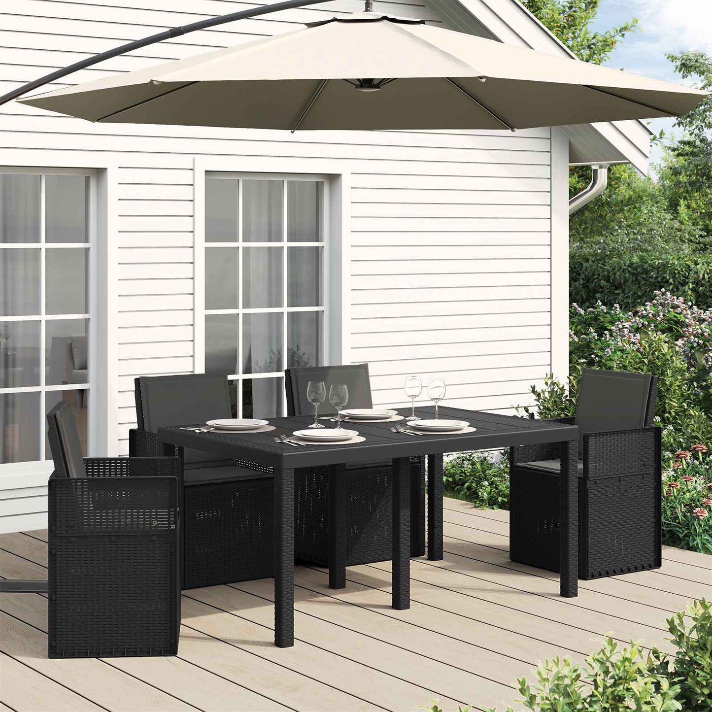 Sæde- og rygpuder Polyester Antracit 47 x 45 x 2 cm