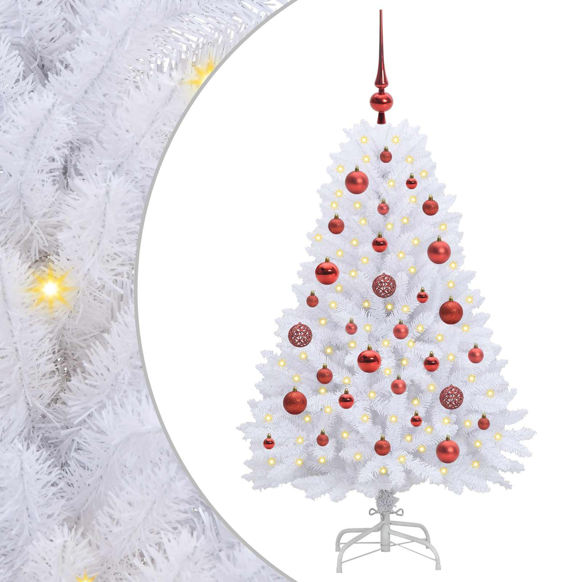 Kunstigt Hinged Juletræ Hvid 120 cm PVC og Stål