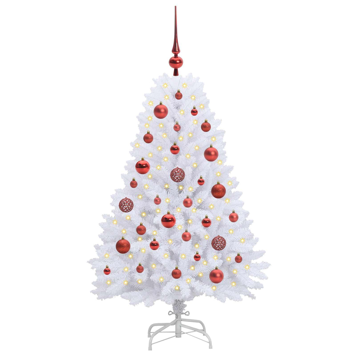 Kunstigt Hinged Juletræ Hvid 120 cm PVC og Stål