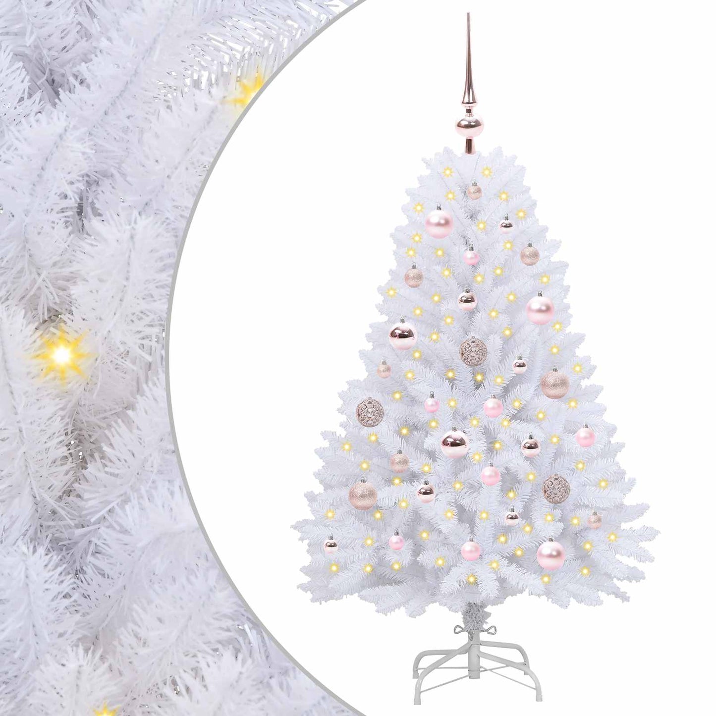 Kunstigt Hinged Juletræ Hvid 120 cm PVC og Stål