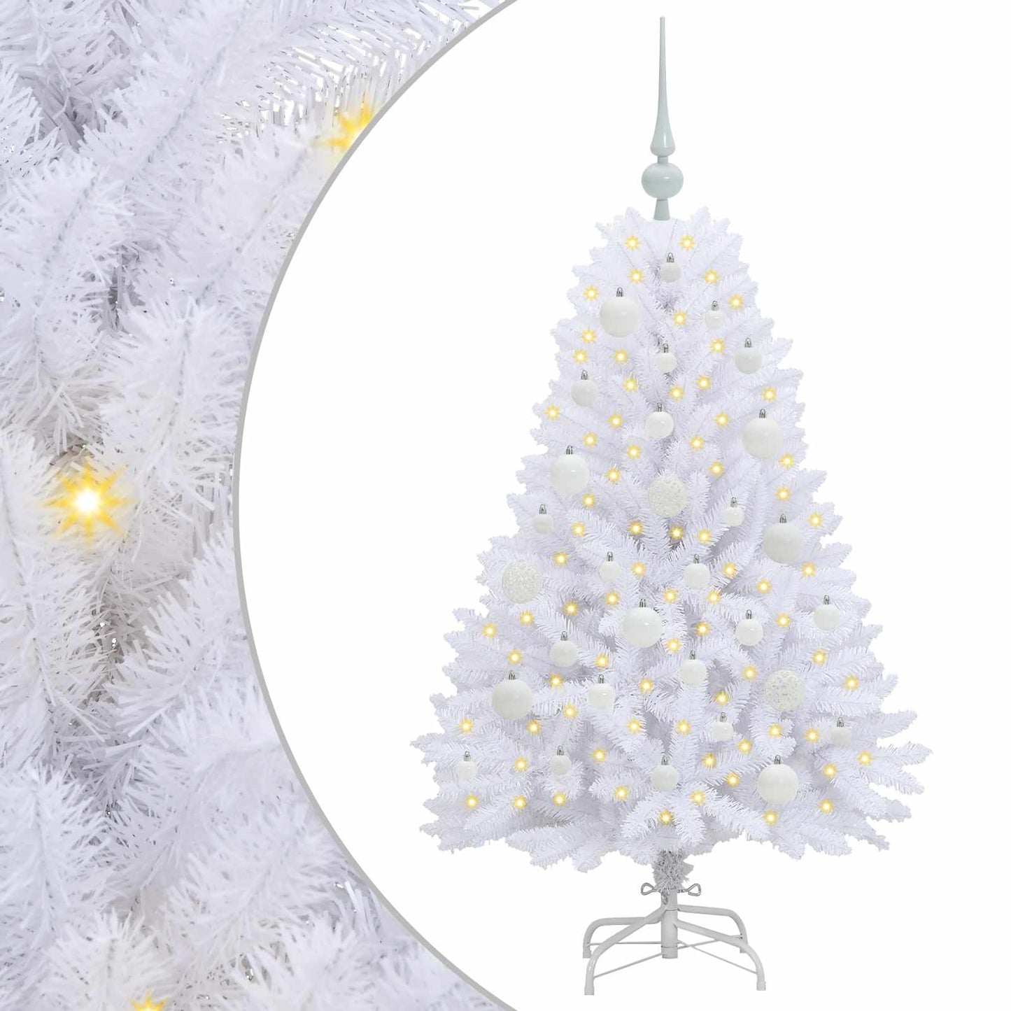 Kunstigt Hinged Juletræ Hvid 120 cm PVC og Stål