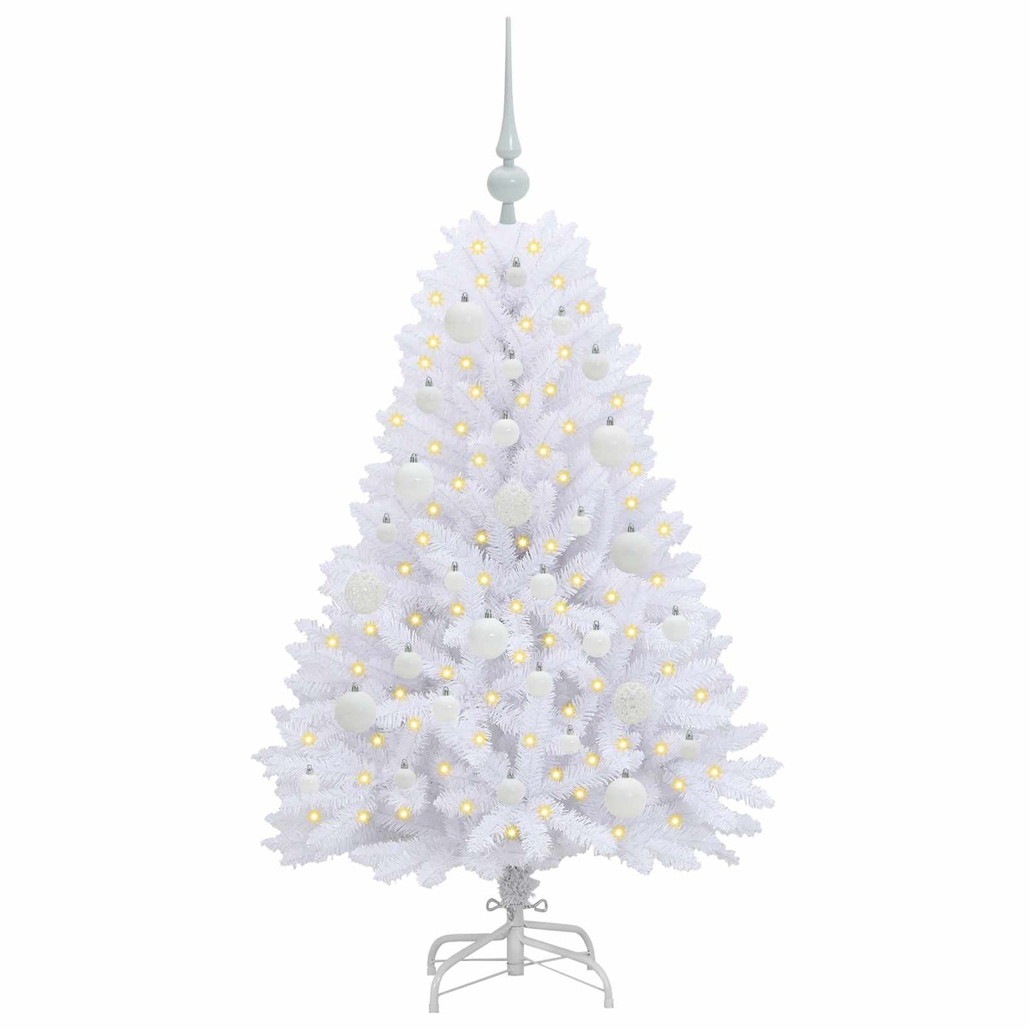 Kunstigt Hinged Juletræ Hvid 120 cm PVC og Stål