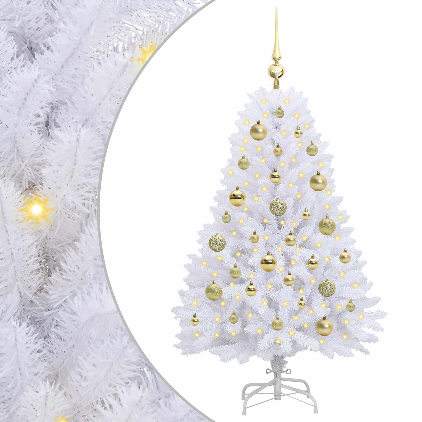 Kunstigt Hinged Juletræ Hvid 120 cm PVC og Stål