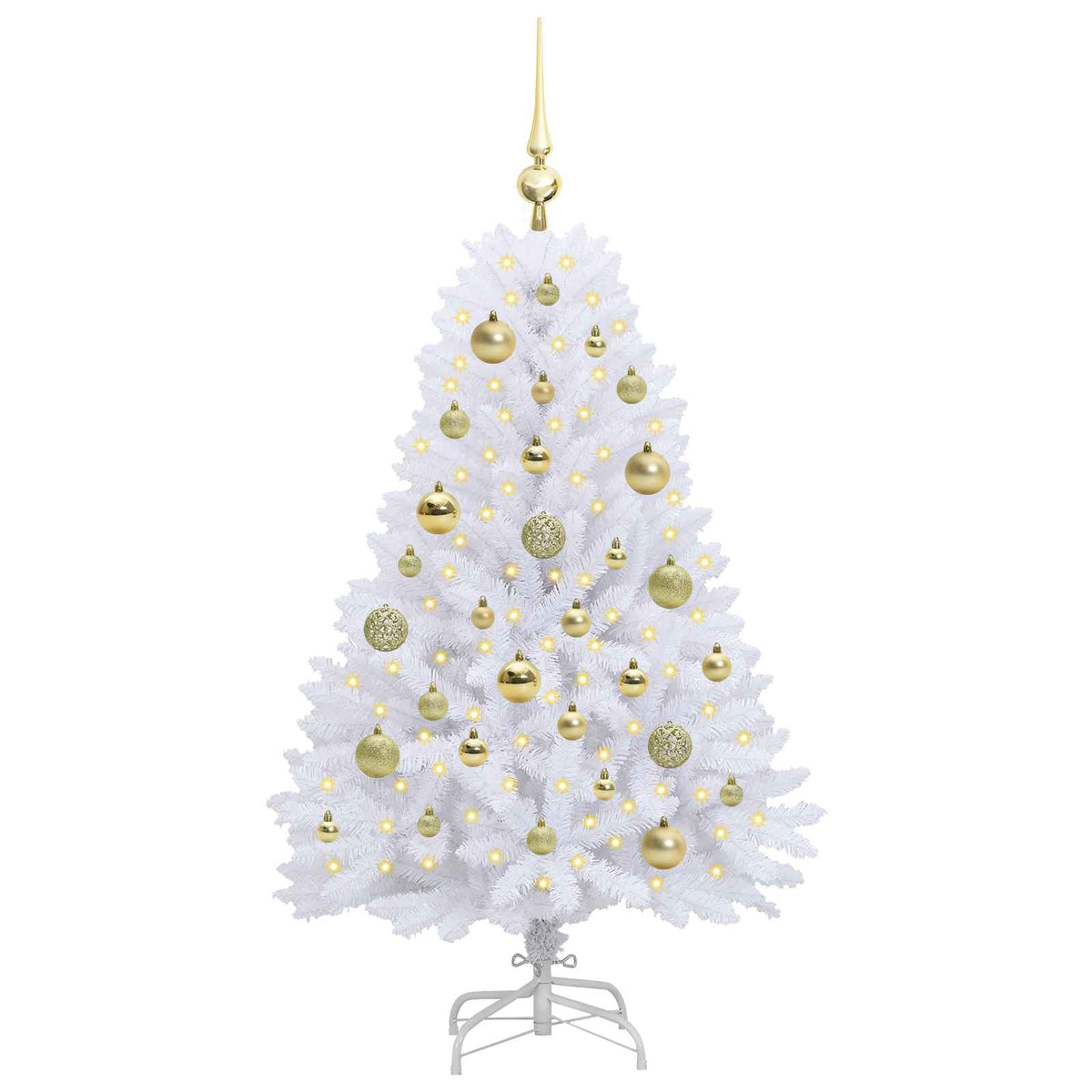 Kunstigt Hinged Juletræ Hvid 120 cm PVC og Stål