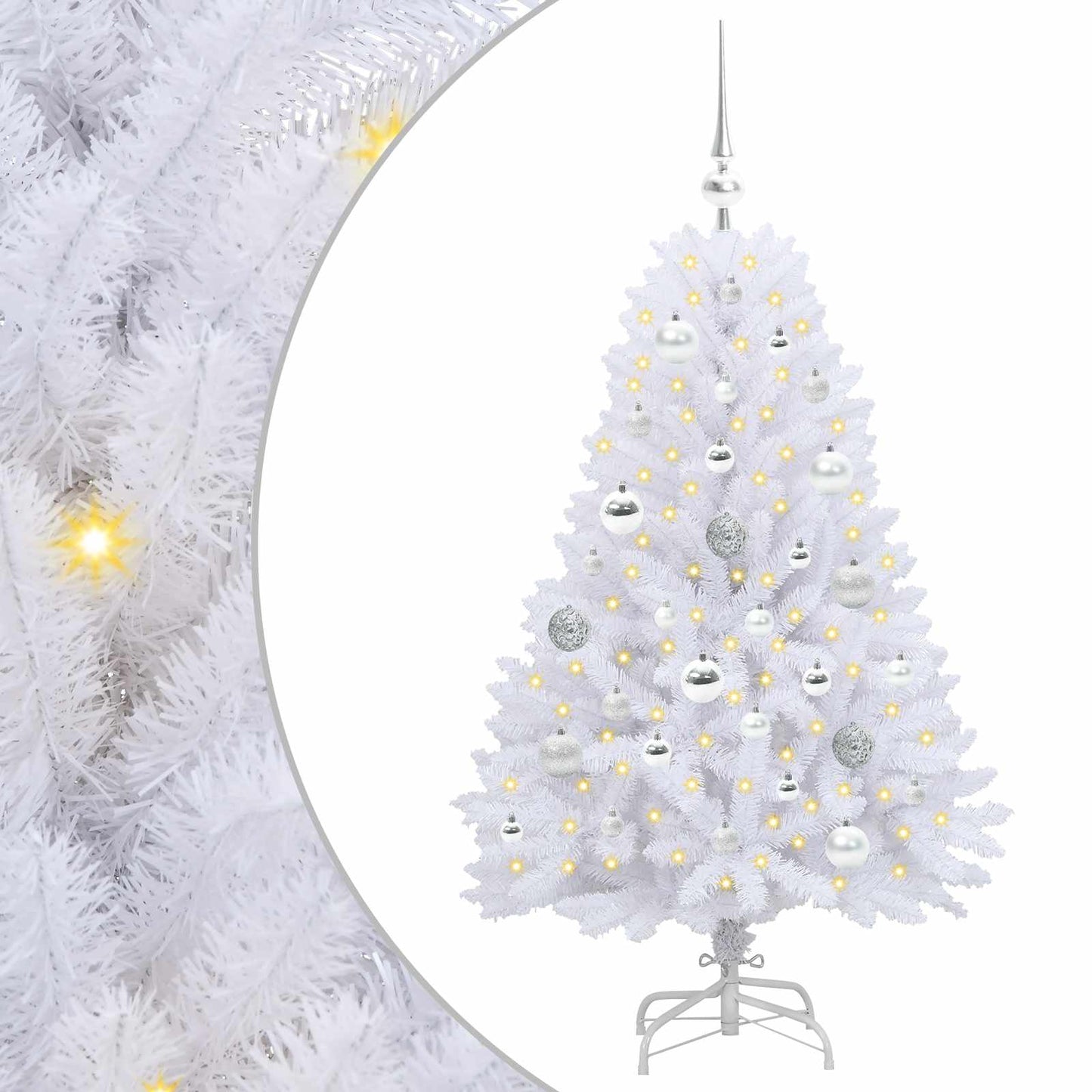 Kunstigt Hinged Juletræ Hvid 120 cm PVC og Stål