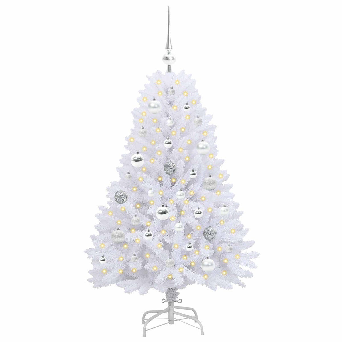 Kunstigt Hinged Juletræ Hvid 120 cm PVC og Stål