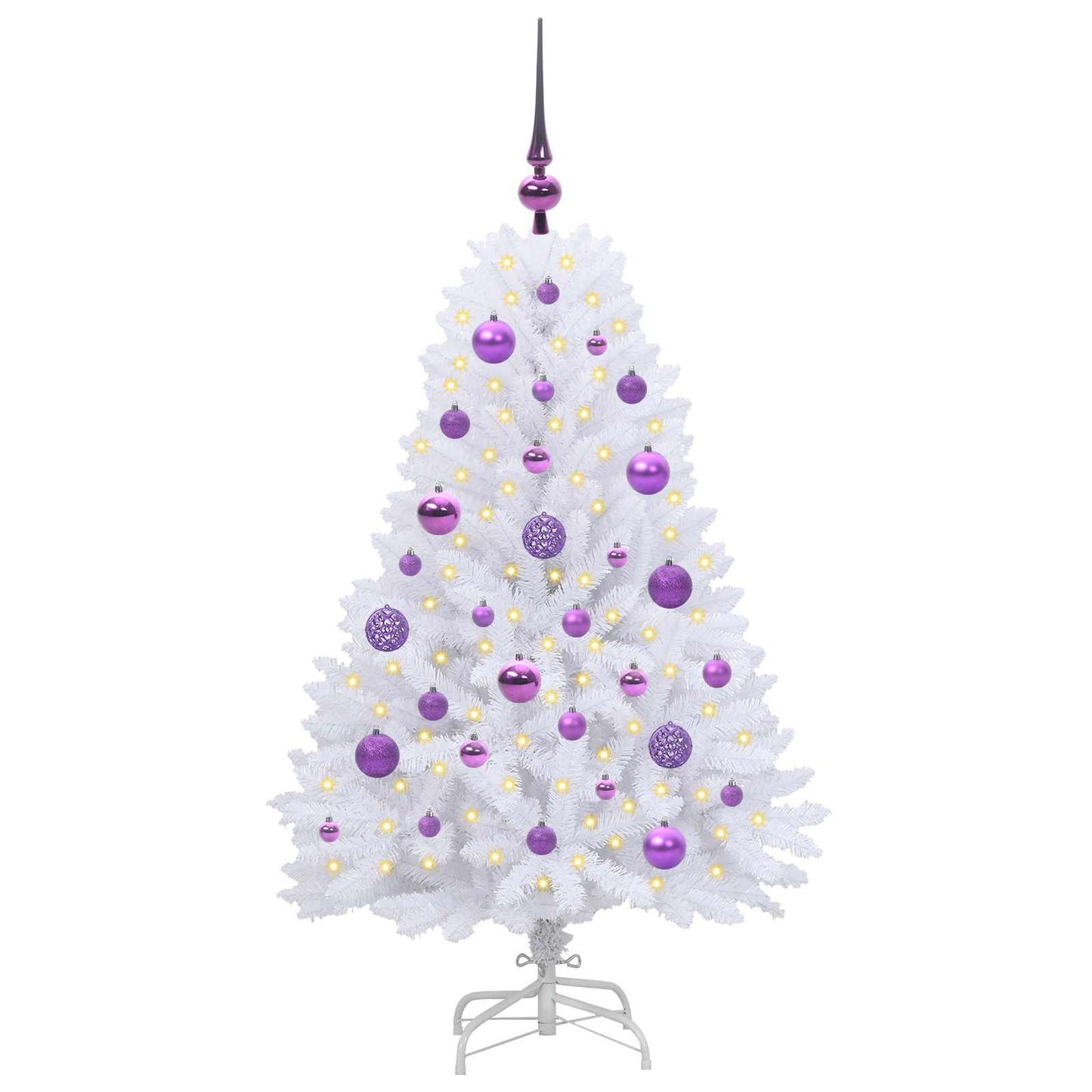 Kunstigt Hinged Juletræ Hvid 120 cm PVC og Stål