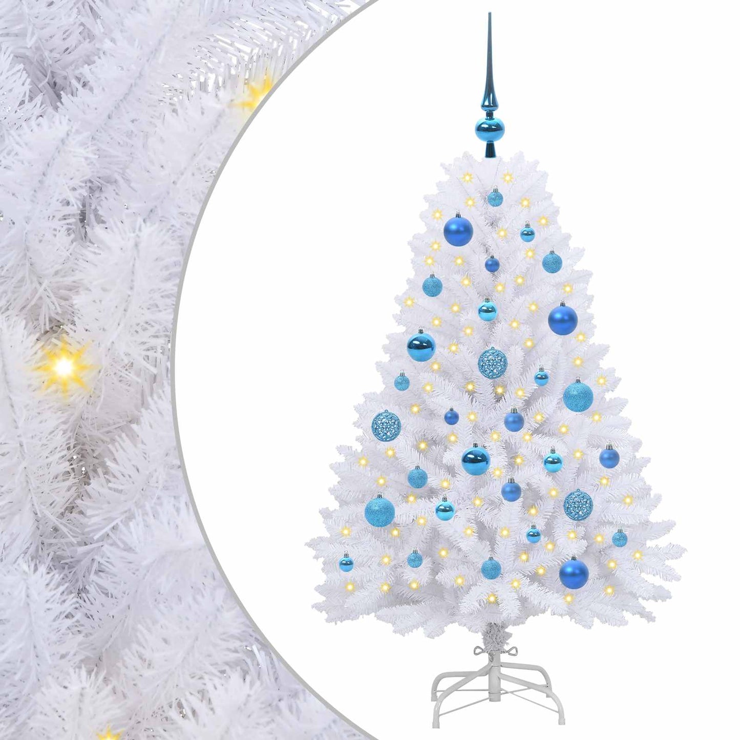 Kunstigt Hinged Juletræ Hvid 120 cm PVC og Stål