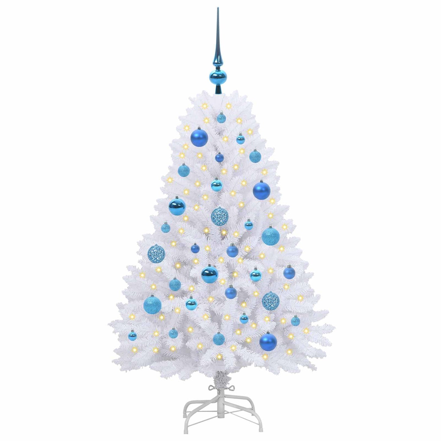 Kunstigt Hinged Juletræ Hvid 120 cm PVC og Stål