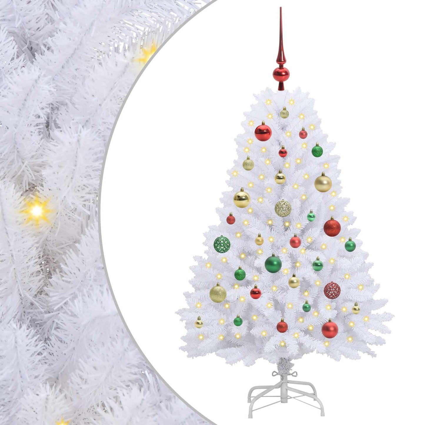 Kunstigt Hinged Juletræ Hvid 120 cm PVC og Stål